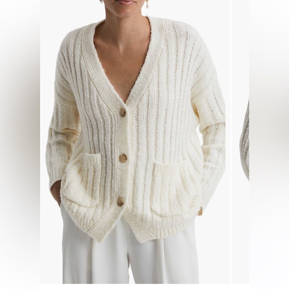 Reiss Women’s Annie wool cardigan size 3XL, in neutral color NWT